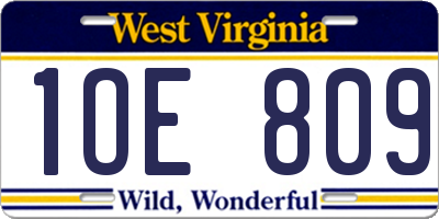 WV license plate 1OE809