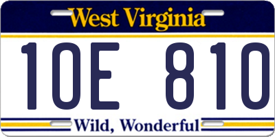 WV license plate 1OE810