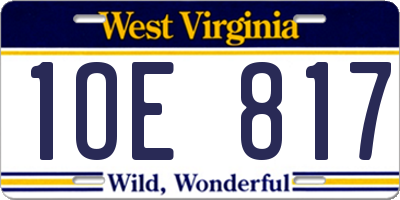 WV license plate 1OE817