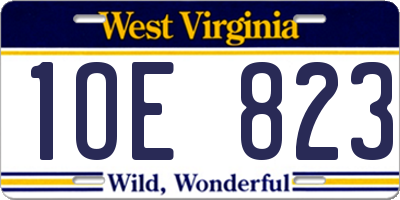WV license plate 1OE823