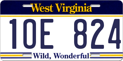 WV license plate 1OE824