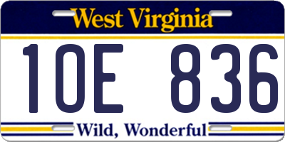 WV license plate 1OE836