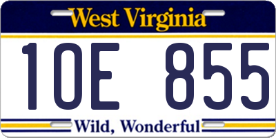 WV license plate 1OE855