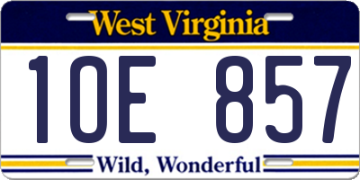 WV license plate 1OE857