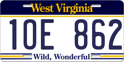 WV license plate 1OE862