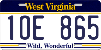 WV license plate 1OE865