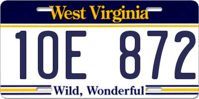 WV license plate 1OE872