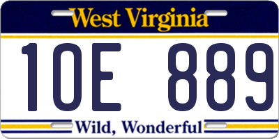WV license plate 1OE889