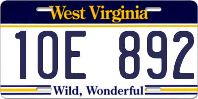 WV license plate 1OE892