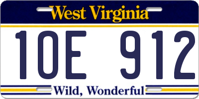 WV license plate 1OE912