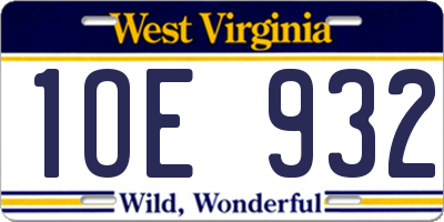 WV license plate 1OE932