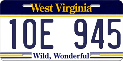 WV license plate 1OE945