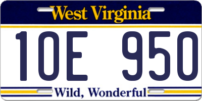 WV license plate 1OE950