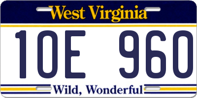 WV license plate 1OE960