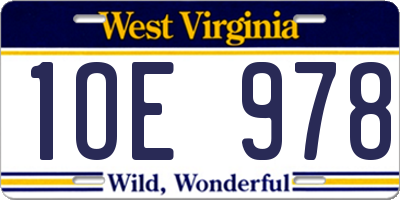 WV license plate 1OE978