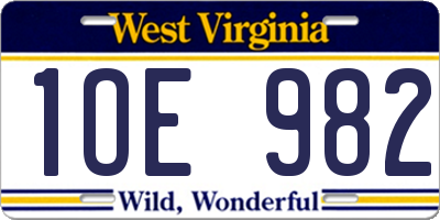 WV license plate 1OE982