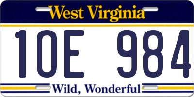 WV license plate 1OE984