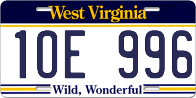 WV license plate 1OE996