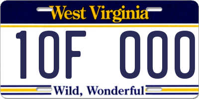 WV license plate 1OF000