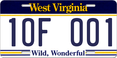 WV license plate 1OF001