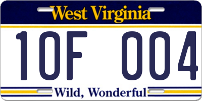WV license plate 1OF004