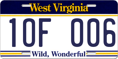 WV license plate 1OF006