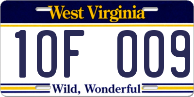 WV license plate 1OF009