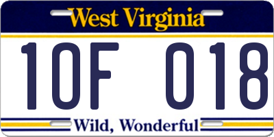 WV license plate 1OF018