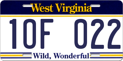 WV license plate 1OF022