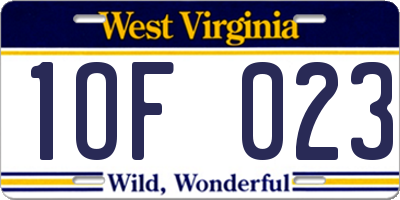 WV license plate 1OF023