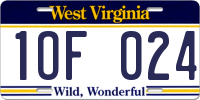 WV license plate 1OF024