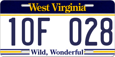 WV license plate 1OF028