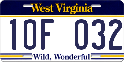 WV license plate 1OF032
