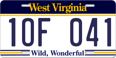 WV license plate 1OF041
