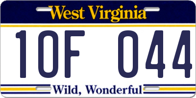 WV license plate 1OF044