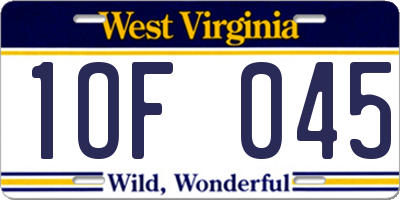 WV license plate 1OF045