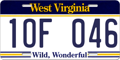 WV license plate 1OF046