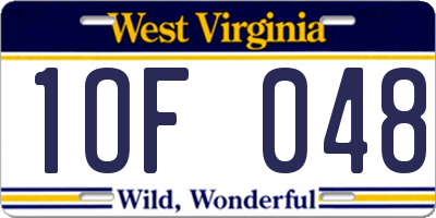 WV license plate 1OF048
