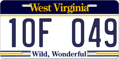 WV license plate 1OF049