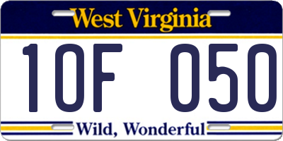 WV license plate 1OF050