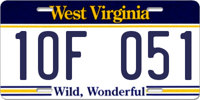 WV license plate 1OF051