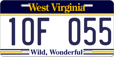 WV license plate 1OF055