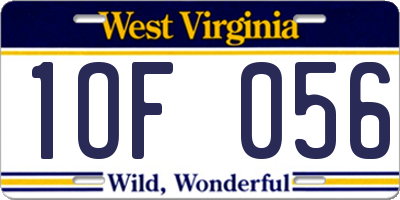 WV license plate 1OF056