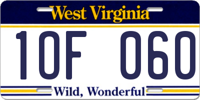 WV license plate 1OF060
