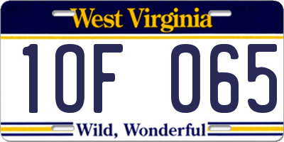 WV license plate 1OF065