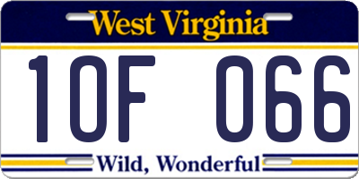 WV license plate 1OF066