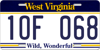WV license plate 1OF068