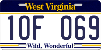 WV license plate 1OF069