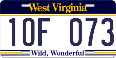 WV license plate 1OF073
