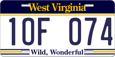 WV license plate 1OF074
